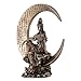 Top Collection Guan Yin Statue in Royal Ease Pose on Crescent Moon- Kwan Yin Buddhist Goddess of Compassion and Mercy Sculpture in Cold Cast Bronze- 8.5-Inch Figurine