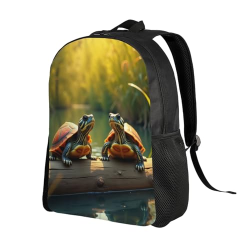 Everyday Unisex Two Turtles Sitting On Log In The Water Backpack Multi Organizer For Laptops Gear & Weekend Getaways 16 Inch2