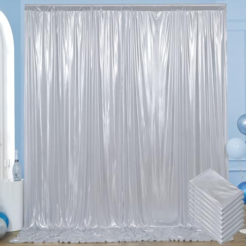 Image of 40x10 ft Wrinkle Free Silver Sequin Backdrop Curtain for Parties,Thick Not Fall Glitter Wedding Drapes Backdrop,4 Panels 5x10ft Shimmer Photo Wall Back Drop Cloth for Birthday Photography Background