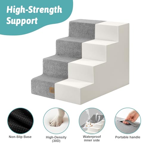 COZY KISS Dog Stairs for Small Dogs, 4 Tier Wider Pet Stairs for Couch and Beds, 17.7" H Non-Slip Dog Steps for Old Cats, Puppy, Small Medium Dogs, 17.7x23.6x17.7 inch, Grey by COZY KISS - Image 6
