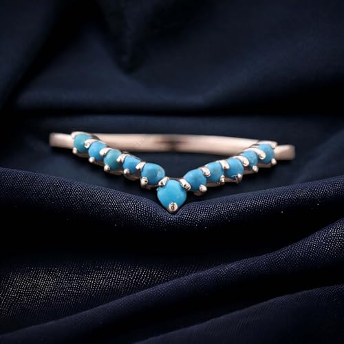 Generic Antique Curved Turquoise Wedding Band Half Eternity Bridal Matching Band Women Handmade Jewelry Blue Gemstone Crystal Ring Gift for Daughter BY SHUBHKRISHNAJEWELS2