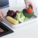 Helilyco Doppelschichtiges Abtropfgestell, abnehmbares Abtropfgestell für Tassen, Schüssel, Obst, Kunststoff, Tee-Abtropfschale, Küchenaufbewahrungshalter