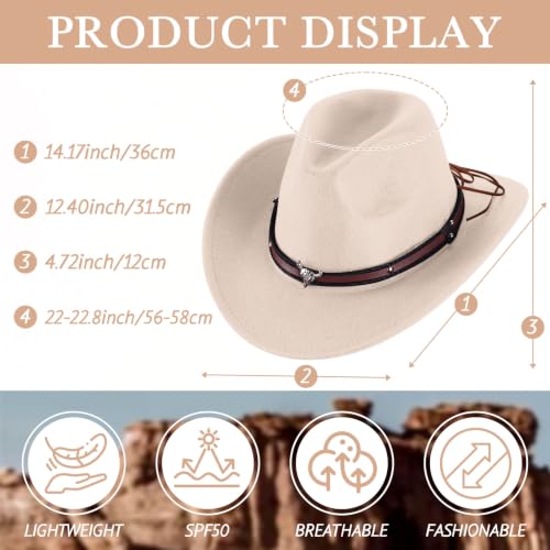 Image of Toulite 9 Pcs Western Cowboy Hats Faux Felt with Strap Bulk | 9 Color Fur Faux Felt Travel Cap for Men Women, Cowgirl Party Halloween Cosplay Costume Western Theme Events