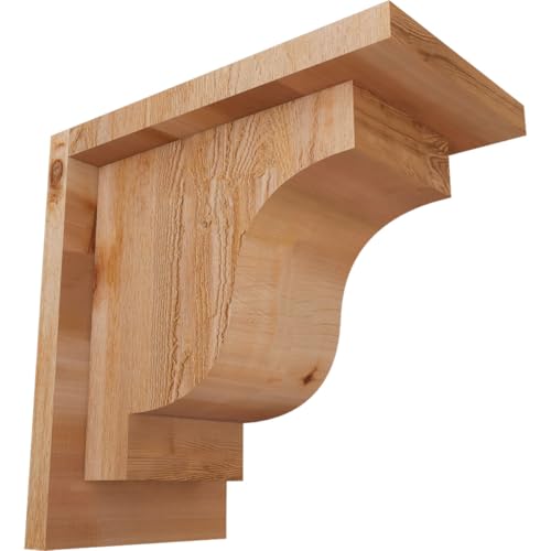 Ekena Millwork COR06X10X10NEW01RWR 6"W x 10"D x 10"H Newport Rough Sawn Corbel w/Backplate, Western Red Cedar