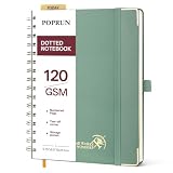 POPRUN Cahier Spirale Pointillé A5 Carnet de Notes 120 g/m², Vert minuit