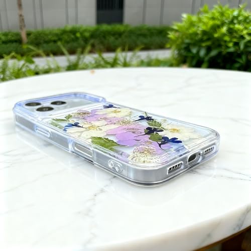 Coque transparente pour iPhone 17 Pro Max motif floral blanc violet - 6