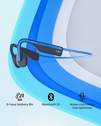 SHOKZ OpenMove Bluetooth Wireless Headphones with Mic, Bone Conduction Wireless Headset with 6H Playtime, IP55 Waterproof Sports Headphones for Running, Workout, Cycling (Elevation Blue)