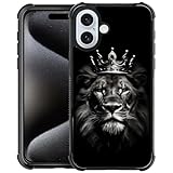 FKBRCL4U for iPhone 16 Plus Case, King Crown Lion Pattern Graphic Design Girl Boy Soft Silicone Hard Acrylic Shock Protection for iPhone 16 Plus
