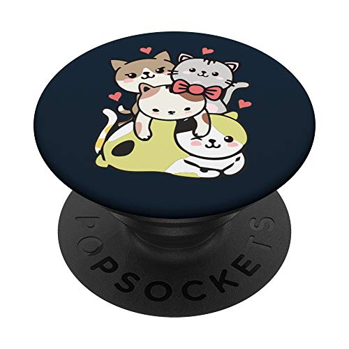 Cats Cute Cat Mountain Kitten Pile With Ribbon Anime Kawaii PopSockets PopGrip: Agarre intercambiable para Teléfonos y Tabletas