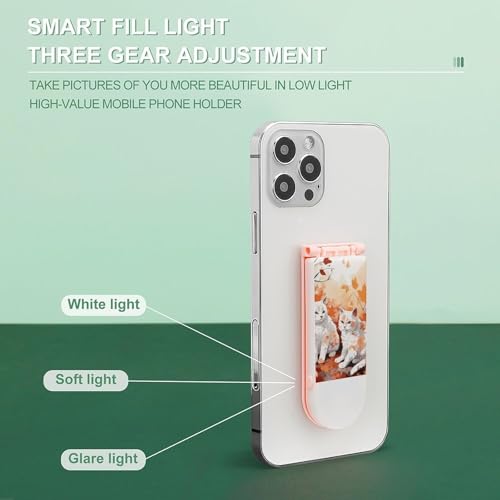 Chats assis ensemble sur support téléphone rechargeable avec lumière selfie - 5