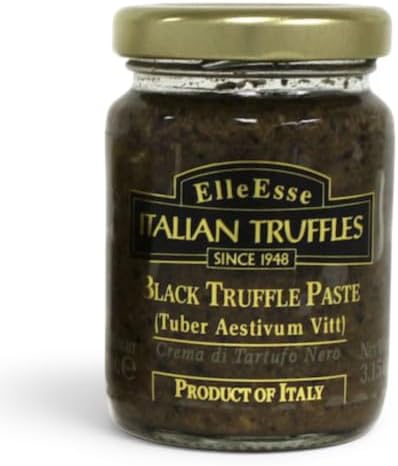 Elle Esse Italian Black Truffle Paste - 3.14 oz Jar, Gourmet Summer Truffle, Rich & Earthy, Imported from Italy, Perfect for Sauces & Truffle Bruschetta, Authentic Flavor for Chefs