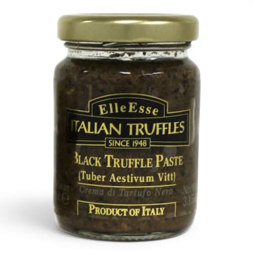 Elle Esse Italian Black Truffle Paste - 3.14 oz Jar, Gourmet Summer Truffle, Rich & Earthy, Imported from Italy, Perfect for Sauces & Truffle Bruschetta, Authentic Flavor for Chefs