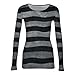 Long Sleeve Going Out Tops for Women Striped Printed Underscrubs Business Casual Outfits Early Spring Fashion 2026 Underscrubs Layer T-Shirt Crew Neck Tight Basic Tee Shirts Ribbed Tops a Black,XL