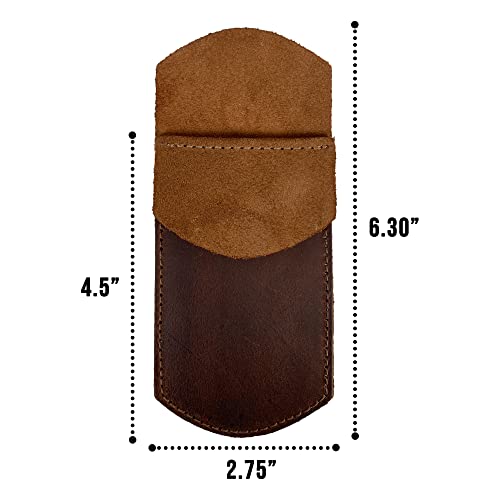 Heavy Duty Hide, Pocket Protector Handmade From Full Grain Leather - Pencil Pouch, Pen Holder For Shirt Pockets, Lab Coats, Backpacks, Office & Work Essentials :: Bourbon Brown #TOP5