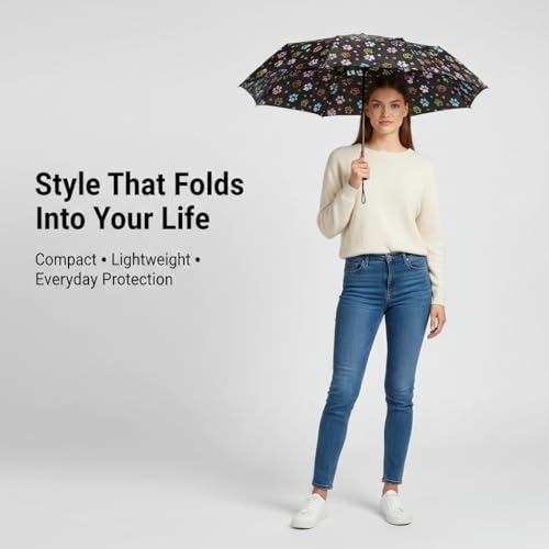 Paraguas supermini para mujer A2Z compacto y ligero con estampado de diente de perro elegante 2