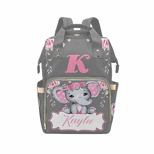 Customized Name Diaper Bag for New Mom, Personalized Multifunction Waterproof Nappy Bag Mommy Daypack for Travel Outside Use 317-9