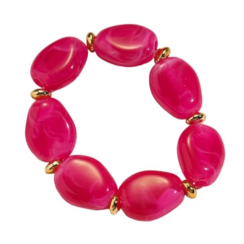 [Tizuqe] Stylish Acrylic Elastic with Unique Irregular Oval Designs for Women Fashion Accessories Casual Party Wearable Bangle A