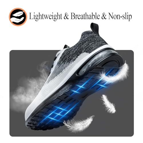 LANSNBO Steel Toe Shoes for Women Comfortable Work Sneakers Black 8 by LANSNBO - Used condition - Image 5