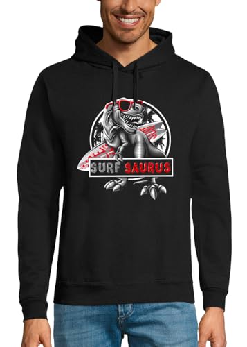 Sweat à capuche dinosaure surfeur T-Rex homme en coton et coupe chill