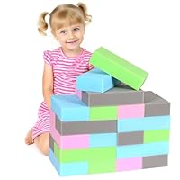 WINTECY 24PCS Foam Building Soft Blocks Soft Stacking Blocks Set for Kids,8\" x 4\" x 2\" Protective Gymnastics Blocks Colorful Foam Bricks for Sensory Play