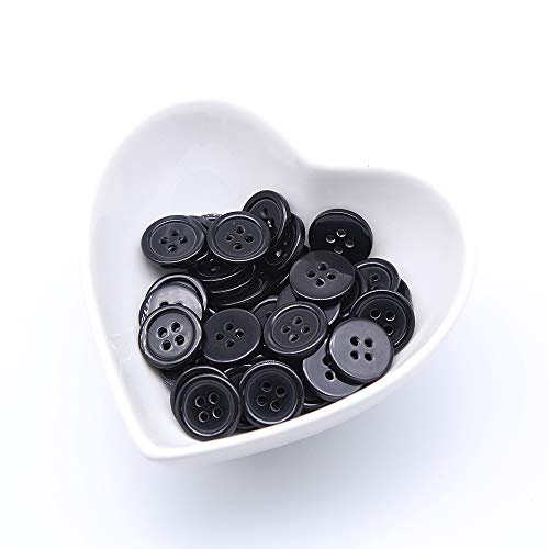Ganssia 5/8 Inch 4 Holes Black Buttons 15Mm Sewing Round Button For Craft Pack Of 160 Pcs #TOP1