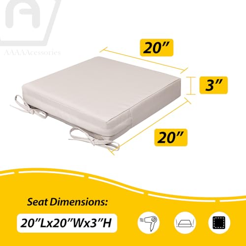 AAAAAcessories Outdoor Seat Cushions for Chairs, Waterproof, Fade-Resistant, 20" x 20" x 3", Patio Furniture Replacement Cushions, Set of 2, Sandstone Beige by AAAAAcessories - Used condition - Image 5