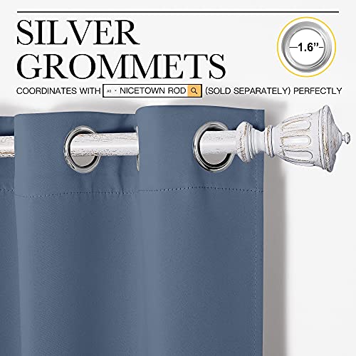 Image of NICETOWN Stone Blue Room Darkening Curtain Panels 90 inch Length for Bedroom Living Room, Thermal Insulated Blackout Draperies for Home Decoration, Total Privacy (55 inch Width, 2 Pieces)