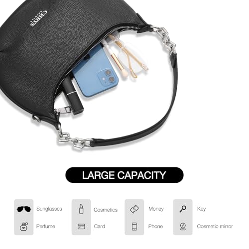 Bolso pequeño negro con cadena plateada para mujer miniatura 3