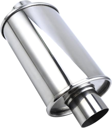 A-KARCK 3 inch 304 stainless steel Muffler, Ultra Quiet Resonator, Universal Sliver Oval Performance Exhaust Muffler
