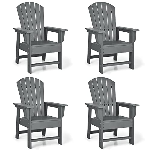 Giantex Adirondack Chair, Kids HDPE Patio Lawn Chair with Ergonomic Backrest for Deck, Porch, Backyard, Poolside, Indoor, Weather Resistance Toddler Outdoor Chair (4, Gray)