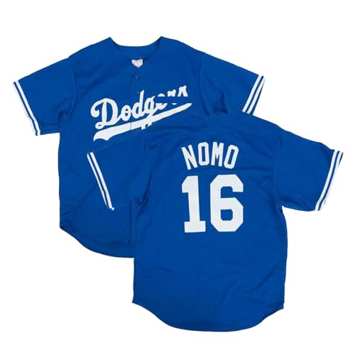 [EESDCOS] 野茂英雄選手 ドジャース メジャーリーグ ユニフォーム NOMO 16番 野球 衣装 夏服 日常服 男女兼用 通気性 快適 通勤 記念シャツ ティーシャツ 半袖 非公式 レプリカ (1,L)のサムネイル