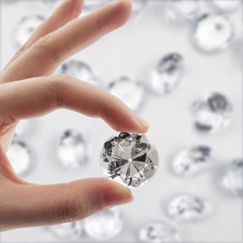 XHKDSYMC 100Pcs Clear Acrylic Diamonds 1 Inch Wedding Table Scatters Gemstones Confetti for Vase Fillers,Floral Decor,Bridal Shower Decorations,Home Centerpieces,Candle Display (Clear) - Thumbnail 3