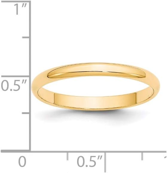 14k Yellow Gold 2.5mm Lightweight Half Round Shape Bridal Engagement Wedding Band Ring Fine Jewelry For Women Gifts For Her 8.5 image 3 of 9 B0D5P96CLZ