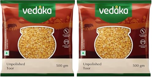 Image of Amazon Brand - Vedaka Unpolished Toor Dal | 500 G | Popular Toor Dal | Naturally Rich in Protein | Naturally Cholesterol Free (Pack of 2)