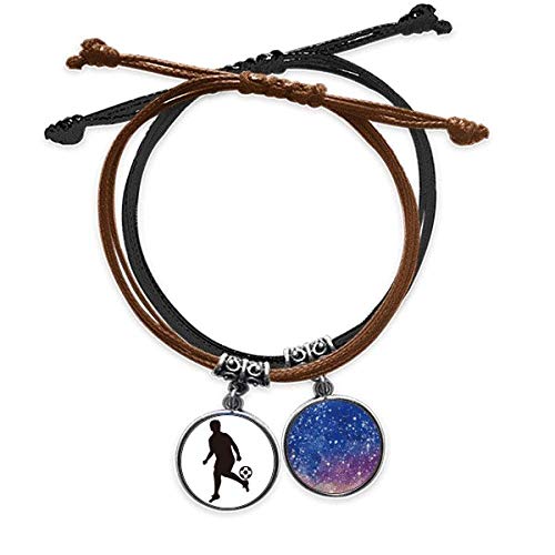 Bracelet football en cuir et corde avec étoile pour fan de soccer