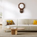 Pendulum Wall Clock Battery Operated, Imitation Wood Plastic Regulator Clock with Pendulum,Vintage Decorative Wall Clocks for Living Room,Farmhouse,Office,Bedroom,Kitchen,Wall Decor