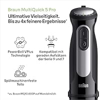 Braun MultiQuick 5 Pro MQ55236M, Stabmixer mit 25 Geschwindigkeiten, EasyClick Plus System für Zubehör, 1000W, Schwarz inkl. Schneebesen, Zerkleinerer (500 ml) & Mix- und Messbecher (600 ml) – Ansicht 2
