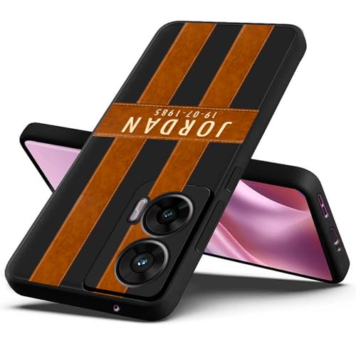 Image of Fashionury Back Cover for Motorola G96 5G / Motorola Edge 50 Fusion /Motorola G85 5G | Matte Soft Silicon Flexible | Camera Bump Protection | Name with Brown Stripes Design | Get Your Name (Black)