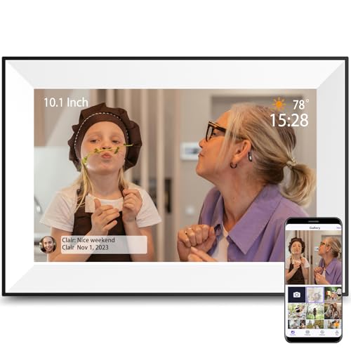 Digital Picture Frame 10.1 Inch Digital Photo Frame WiFi Smart Electronic Frame 16 GB IPS Touch Screen,Auto-Rotate,Easy to use Load from Phone Share Pohto/Video Wedding Gifts for mom Women Men