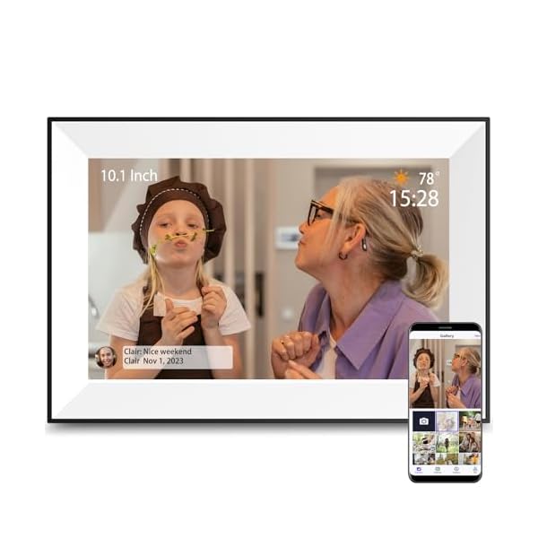 Digital Picture Frame 10.1 Inch Digital Photo Frame WiFi Smart Electronic Frame 16 GB IPS Touch Screen,Auto-Rotate,Easy to use Load from Phone Share Pohto/Video Wedding Gifts for mom Women Men