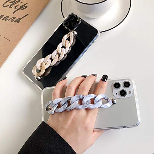 ONLYOU iPhone 12 ケース 韓国 iPhone 12 pro ケース チェーン付きクリアケース 透明 クリア TPU チェーン 韓国 シンプル 個性的 トレンド ケース 可愛い おしゃれ アイフォーン12ケース (iPhone12/12Pro, ベージュ)