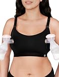 HOFISH Hands Free Pumping Bra Seamless Nursing Bra with Zip Opening One Pack Black Large