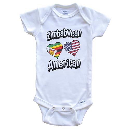 Really Awesome Shirts Zimbabwean American Flag Hearts Combo Zimbabwe Baby Bodysuit