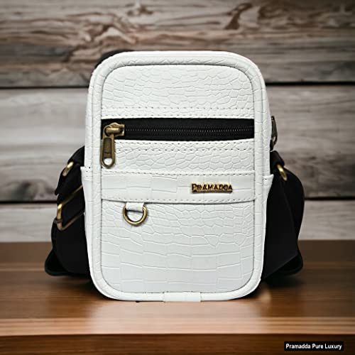 Image of Pramadda Pure Luxury Gloss Leather Small Sling Bag for Men | Chest Slinger bag | Crossbody Bag| Side Bag Men | Mini Leather Slings | Corporate Gift Item | Passport Sling.