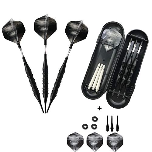 Professional Exquisite 20 Gram Soft Tip Darts Set Carrying Hard Suitcase | 3 Black Coated Iron Barrels | 3 Aluminum Shaft, Each Recreation Room, Bar and Game Room Level