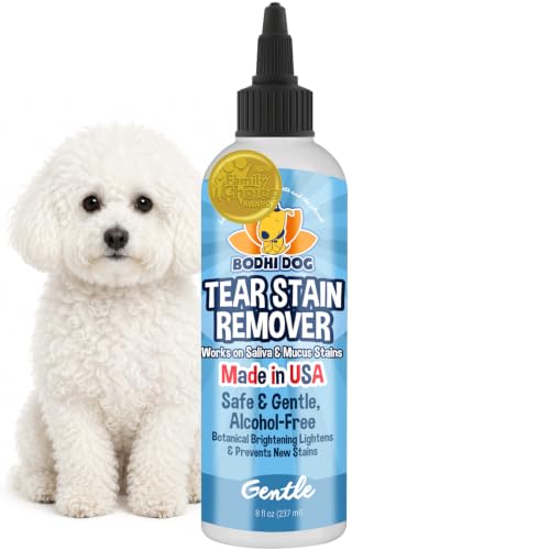 Bodhi Dog Tear Stain Remover - Removes Tears, Saliva & Mucus Stains from Dogs & Cats - Gentle, Natural Solution for Sensitive Fur & Coats, Alcohol-Free, Made in USA (8 Fl Oz)