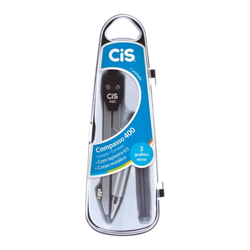 Compasso Escolar Metalico 400 c/Lapiseira Grafite 0,5mm CIS - Estojo com 1 unidade