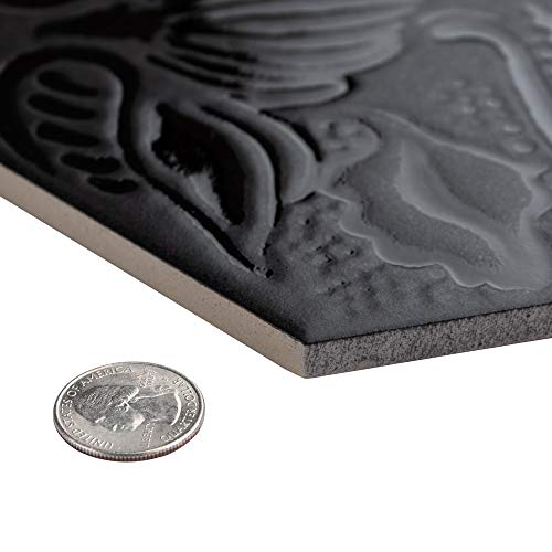 Somertile Gaudi Lux Hex Black 8-5/8" X 9-7/8" Porcelain Floor And Wall Tile (25 Tiles/11.56 Sqft.) #TOP2