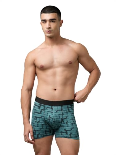Image of TECHNOSPORT Men's Colorblock Trunks Underwear with ElastoLITE 4 Way Stretch Lightweight Breathable Moisture Wicking Soft Anti Odour Anti Microbial Comfort Fit Boxer Briefs Innerwear for Men