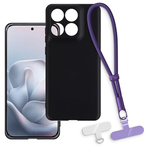 OAGELIM 2-in-1�ی�P�[�X�ƃ��X�g�X�g���b�v Motorola Edge 70 Fusion 5200 mAh XT2605-1 �Ƃ̌݊������� ���O���\�ȃ��j���[�h�t���d�b�J�o�[�A����~�ߕ����h�~�O���b�v�n���h�� (�u���b�N + �p�[�v��